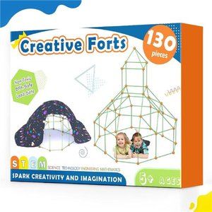 Kids-Fort-Building-Kit-130 Pcs Creative Fort Toy for 5,6,7,8 Years Old Boy Girls